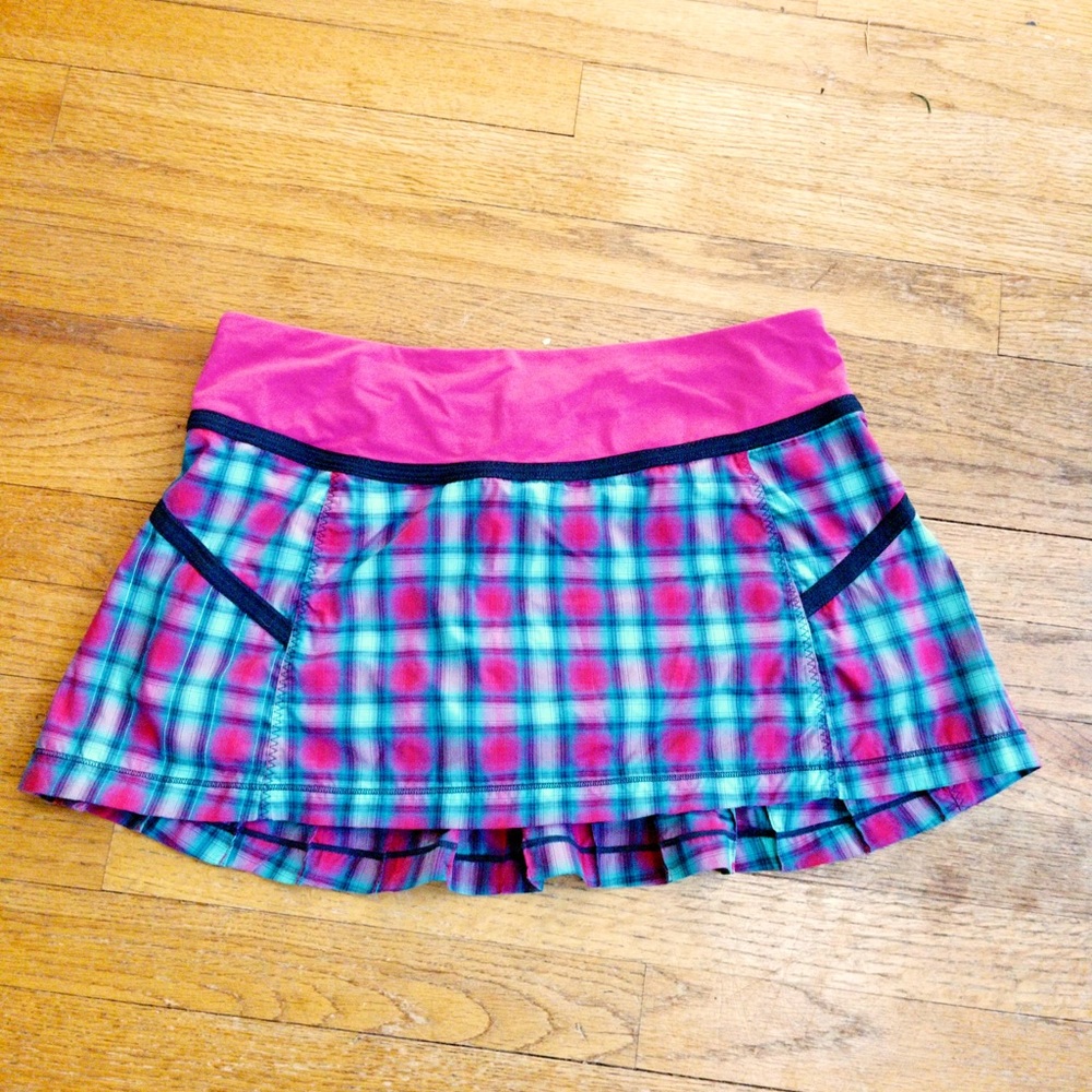 Lululemon Plaid Tennis Skirt with Pink Waistband
